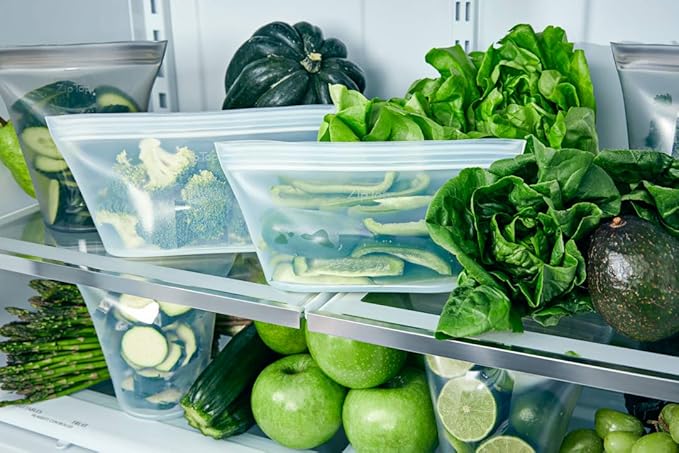 Zip Top Reusable Food Storage Bags | Medium Dish [Lavender] | Silicone Meal Prep Container | Microwave, Dishwasher and Freezer Safe | Made in the USA