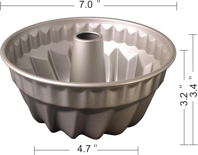7 Inch Nonstick Bundt Cake Pan for 6 Quart Instant Pot, Heavy-Duty Fluted Tube Pan, Champagne Gold Kugelhopf Mold for Oven