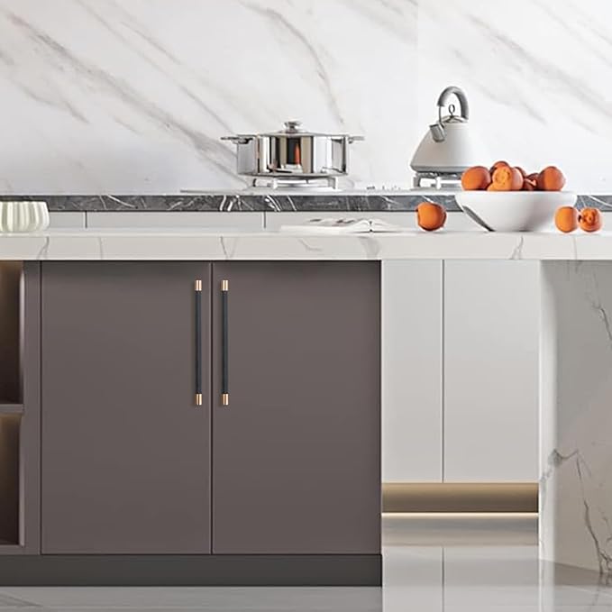 10 Pack 12-5/8 inch(320mm) Black and Antique Brass Kitchen Cabinet Handles Knurled Cabinet Pulls Black Drawer Pulls Kitchen Cabinet Hardware Kitchen Handles