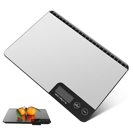 Digital Kitchen Scale High Precision Stainless Steel Food Scale with Tare Function Easy Clean Panel Grams Ounces for Cooking Baking Meal Prep
