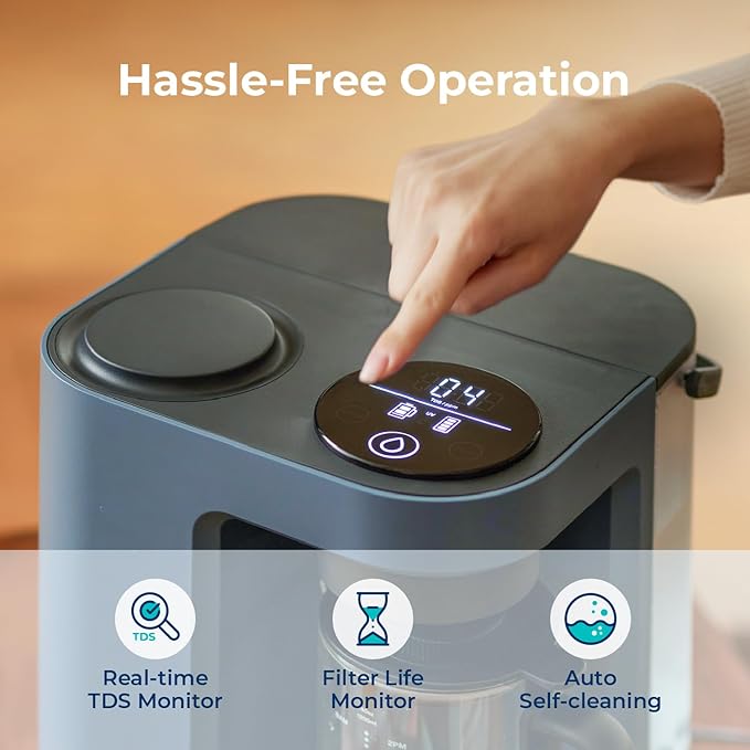 Bluevua RO100ROPOT-Lite(UV) Countertop Reverse Osmosis Water Filter System, 7-Stage Purification with UV and Remineralization, 3:1 Pure to Drain, Portable Water Purifier (Blue)