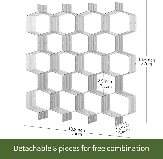 Honeycomb Separator Adjustable Drawer Organizer Divider for Underwear Belt-Scarf Socks Organizer (Gray(2pcs))