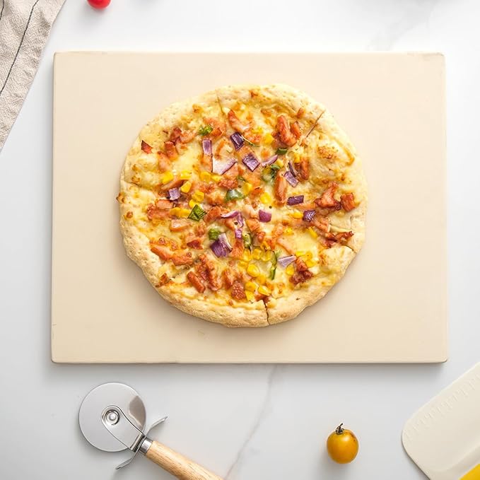 Pizza Stone for Oven and Grill, Heavy Duty Cordierite Baking Pan, Rectangular Baking Stone for Bread, Cookie,16x14 Inch