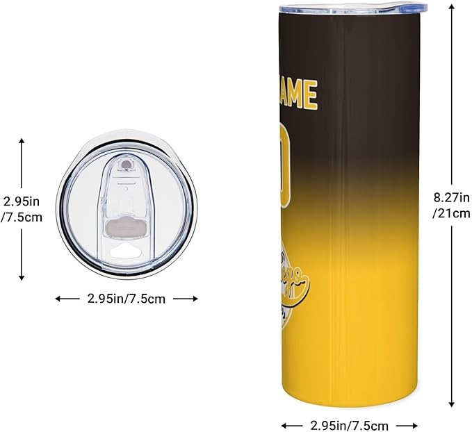 Custom Tumbler Stainless Steel Cup Personalized Baseball Vacuum Insulation Travel Mug Add Your Name Number Fans Gift for Baseball Fans