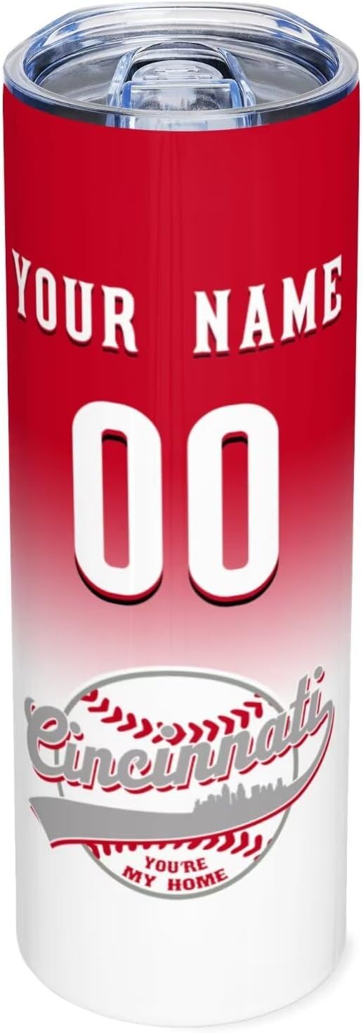 Custom Tumbler Stainless Steel Cup Personalized Baseball Vacuum Insulation Travel Mug Add Your Name Number Fans Gift for Baseball Fans