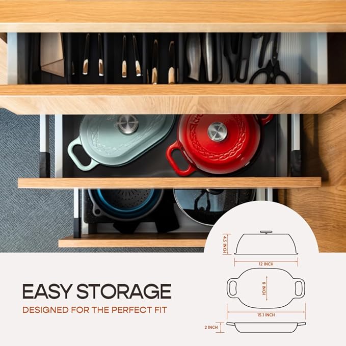 Enameled Cast Iron Dutch Oven for Professional Sourdough Bread Baking | 5.5 Quart Loaf Size Oval Cookware Pot with Lid | Triple-Layer Enamel Coating Pan with Non Stick Silicone Mat | Sea Salt