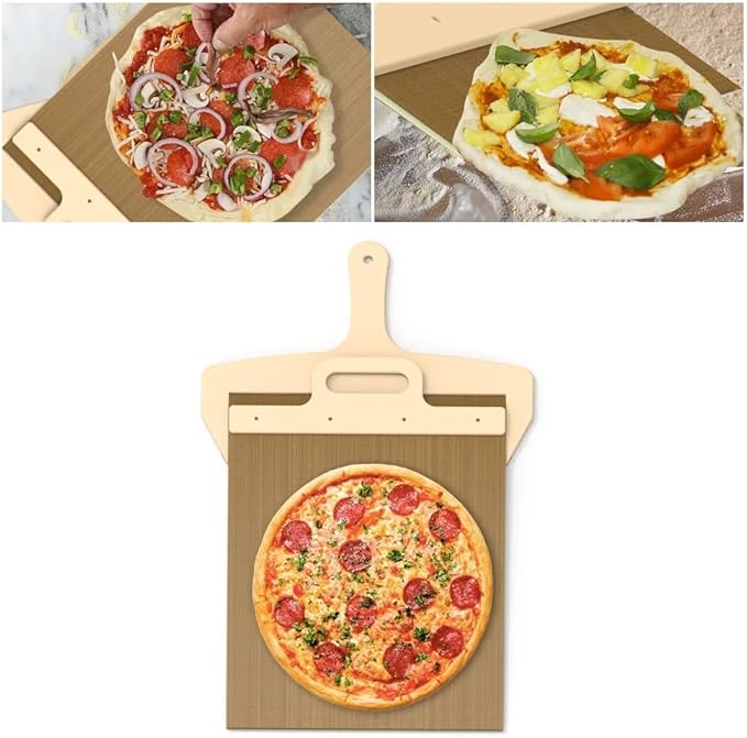Premium Sliding Pizza Peel | Non-Stick Pizza Spatula Paddle with Wooden Handle | Smart Pizza Slider for Indoor & Outdoor Ovens | Large 19.68" x 11.81" Pizza Board