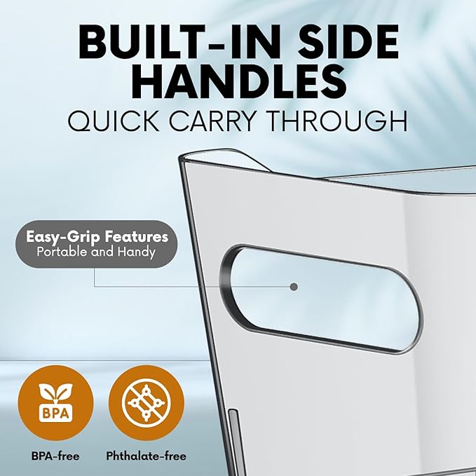 Clear Plastic Storage Bins with Labels and Marker, Perfect for Kitchen Organization or Pantry Organization and Storage, Medium Fridge Organizer and Cabinet Organizers Storage Bins