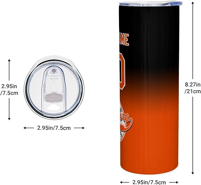 Custom Tumbler Stainless Steel Cup Personalized Baseball Vacuum Insulation Travel Mug Add Your Name Number Fans Gift for Baseball Fans