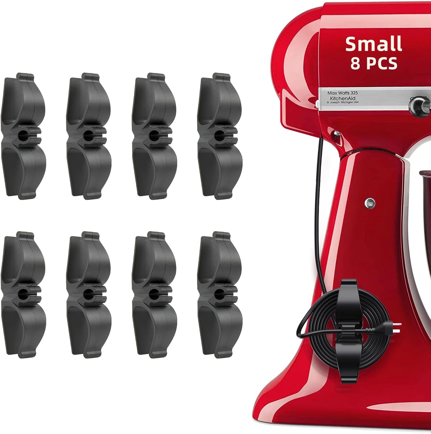 Cord Organizer for Appliances, Small 8 Pack Upgraded Kitchen Appliance Cord Organizer Stick On Appliance Wire Organizer Wrapper for Kitchen Appliances Mixers, Coffee Maker, Pressure Cooker