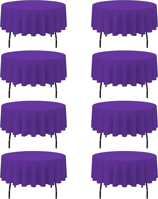 BRILLMAX 8 Pack Purple Round Tablecloths 90 Inch - Circle Bulk Linen Polyester Fabric Washable Table Cloth Cover for Wedding Reception Banquet Birthday Party Buffet Restaurant