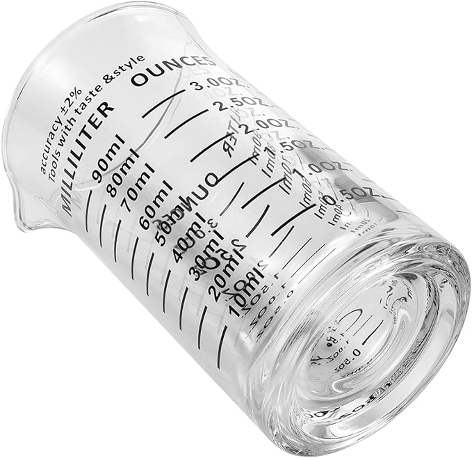 Ackers 3oz/90ml Glass Measuring Cup – Shot Glass with Double Scale-Ounce,Ml Markings for Kitchen & Bar(Black Line)