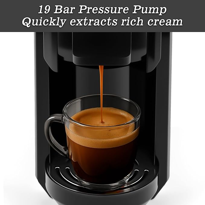 CUSIMAX Espresso Machine Single Serve Coffee Machine Compatible with Nespresso Pods, Adjustable Brewing Size, 19Bar Coffee Maker, Stainless Steel Espresso Maker with 20oz Remevable Water Tank
