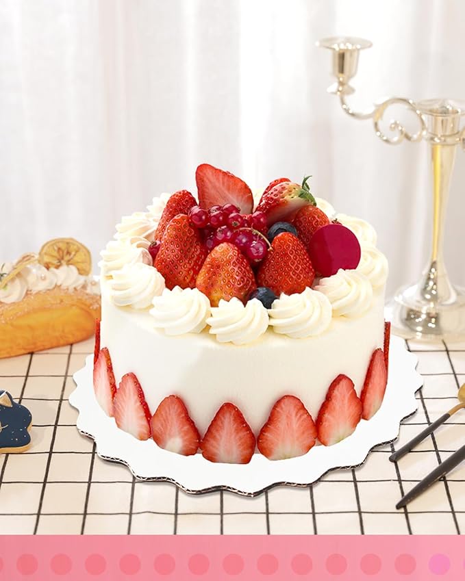 qiqee Wave Cake Boards Round Circles Rounds Base Cake Plate（Thinner But Stronger）White 6 Inch 50-Packs