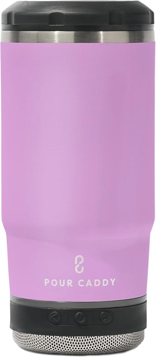 Chill & Brew, Insulated Can & Bottle Holder, Bluetooth Cup with Speaker, Fits 12 oz Cans, Skinny Cans, Most Bottles & Cold Drinks, Pink