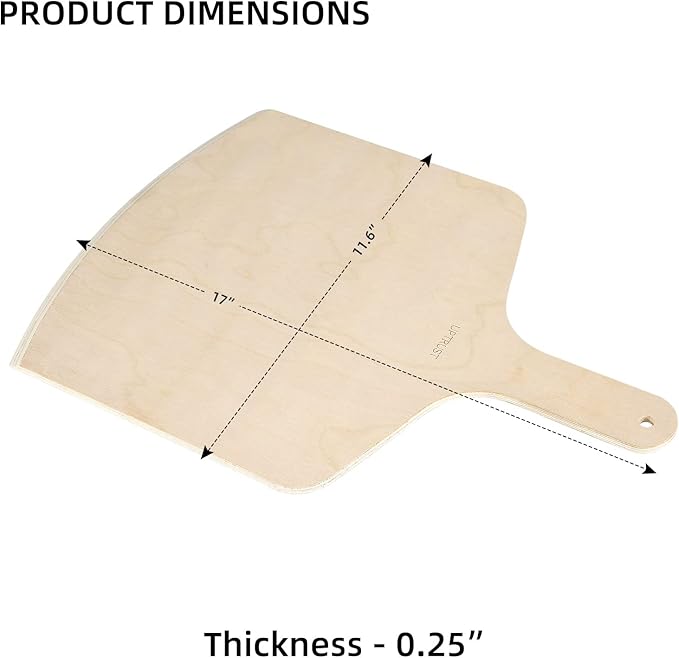 UPTRUST Pizza Peel, Premium Natural Wooden Pizza Peel 12 x 17 inch Rectangular, Large Pizza Spatula, Cutting Board for Baking Homemade Pizza and Bread - Set of 2