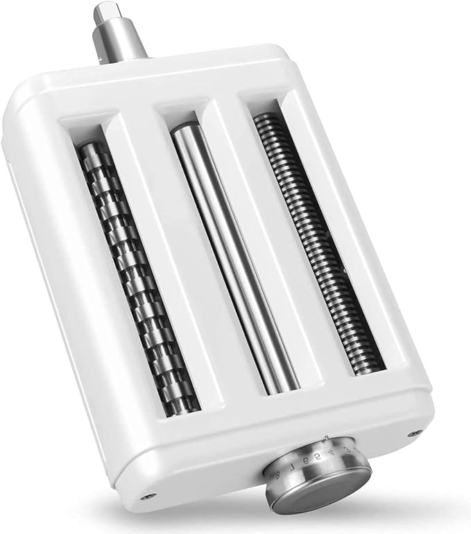 Pasta Maker Attachment for Kitchenaid/ Cuisinart Mixers, Noodle Maker 3 in 1 Set of Pasta Roller Fettuccine Cutter Spaghetti Cutter and Cleaning Brush, Electric Pasta Makers White
