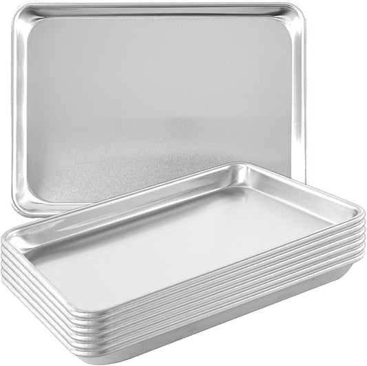 TENUP 6 Pack Aluminum Quarter Sheet Pan, 13" x 9" Heavy Duty Commercial Baking Tray Reinforced Rim, Warp-Resistant Rust-Free
