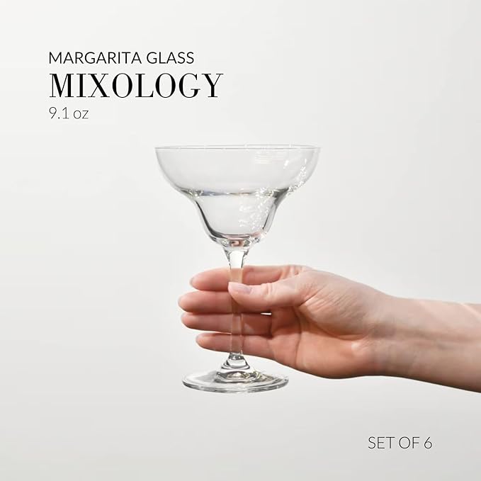 KROSNO Margarita Cocktail Glasses, Set of 6, 9.1 oz, Mixology Collection, Ideal for Cocktails, Frozen Desserts, Dishwasher Safe, Made in Europe