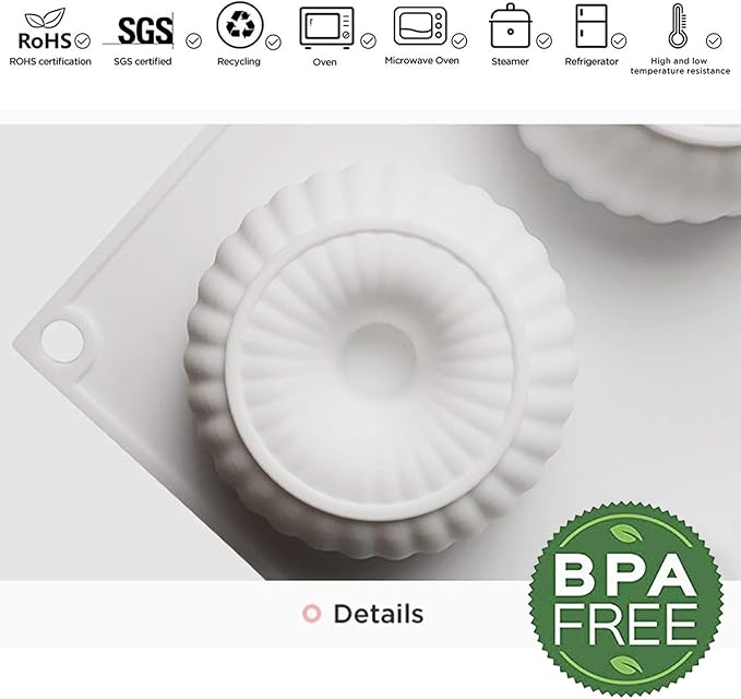 OCPO Kitchen Mini Silicone Mold for Baking Mousse & Cake, French Dessert Mold for Pastry Donuts Chocolate Brownie Jello (6-Cavity)