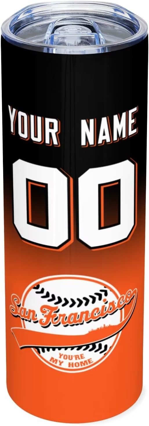 Custom Tumbler Stainless Steel Cup Personalized Baseball Vacuum Insulation Travel Mug Add Your Name Number Fans Gift for Baseball Fans