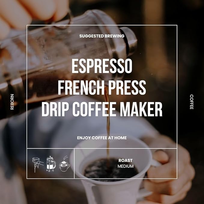 Reborn Coffee Specialty Whole Bean Coffee, Medium Roast, 12 Ounce, Premium Valencia Signature Blend, Flavor Notes of Chocolate, Nut, and Fruit