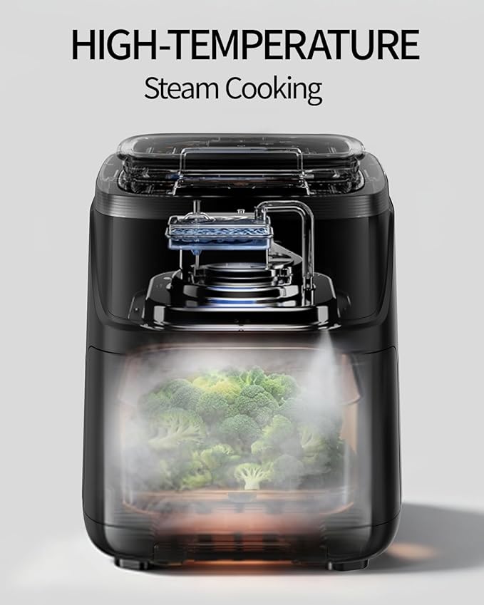 12-IN-1 Large Air Fryer, Non Toxic Steam Air Fryers with Superior Airflow, Self-Cleaning Smart Digital Air Fryer, Air Fry, Roast, Reheat, Dehydrate, Air Crisp Technology with 420F, 7.5 QT