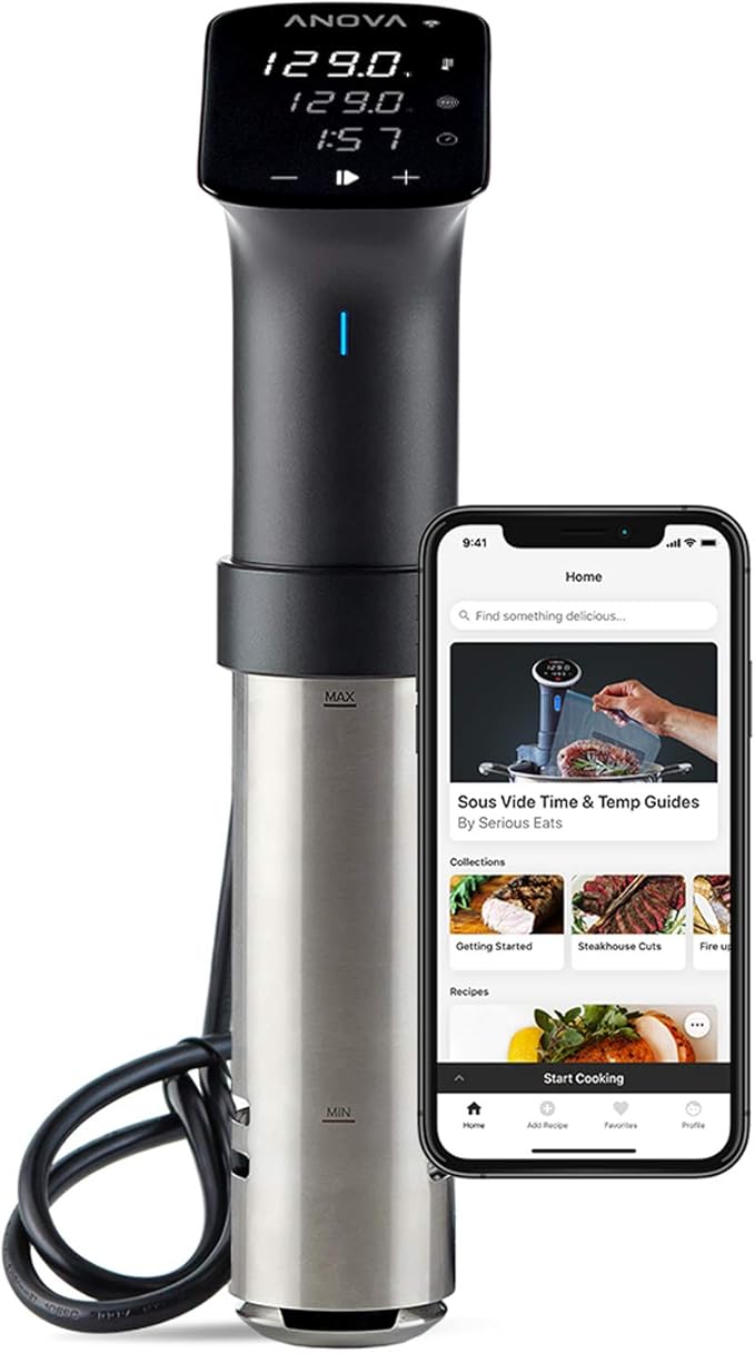Anova Culinary Sous Vide Precision Cooker Pro, 1200 Watts, Black and Silver