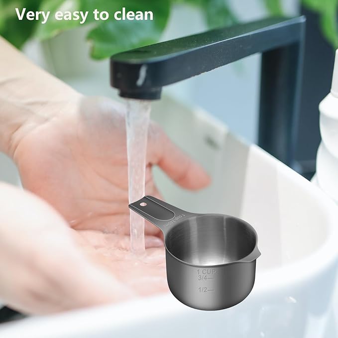 1/4 Cup (60 ml | 2 oz | 60 cc) Stainless Steel Measuring Cup, Metal Measuring Cup for Cooking & Baking(Black)