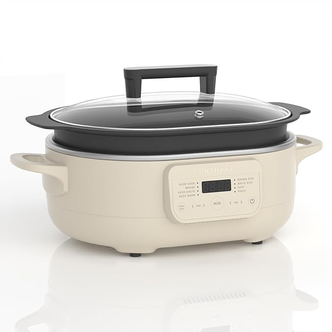 MAGNIFIQUE 6 Quart Multi-Cooker with 8-in-1 Casserole Programmable Slow Cooker, Dutch Oven, Pasta, Nonstick, Oven Safe Pot to 500°F Oatmeal Oatmeal
