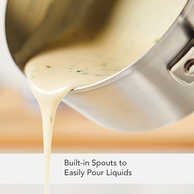 KitchenAid 71018 Stainless Steel Saucepan with Pour Spouts, 1 Quart - Brushed Stainless Steel