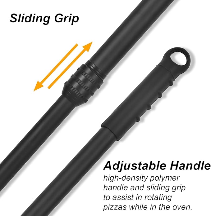 Turning Pizza Peel, 9 Inch with 38 Inch Handle Round Pizza Turning Peel, Professional Anodized Aluminum Turning Pizza Spatula, 47 Inch overall