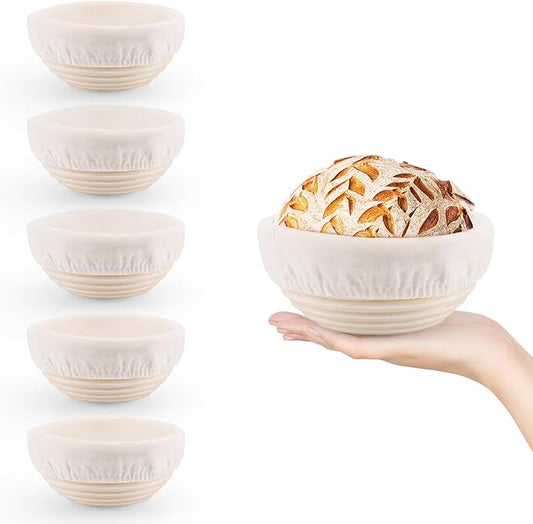 5 Inch Mini Banneton Bread Proofing Basket Set of 6, REMEIT Sourdough Bread Baking Supplies, Small Banneton Basket Proofing Baskets for Sourdough Bread Baking