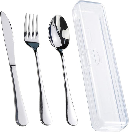 Travel Utensils With Case, Stainless Steel Reusable Portable Utensils Set With Case, Lengnoyp Travel Silverware Set