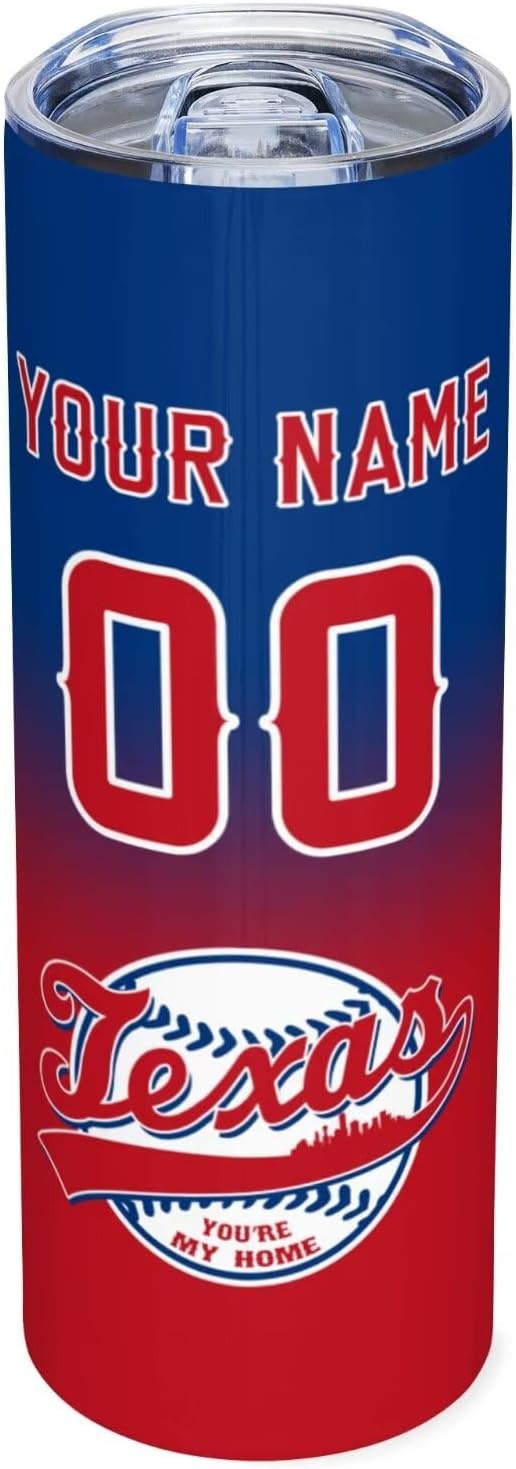 Custom Tumbler Stainless Steel Cup Personalized Baseball Vacuum Insulation Travel Mug Add Your Name Number Fans Gift for Baseball Fans