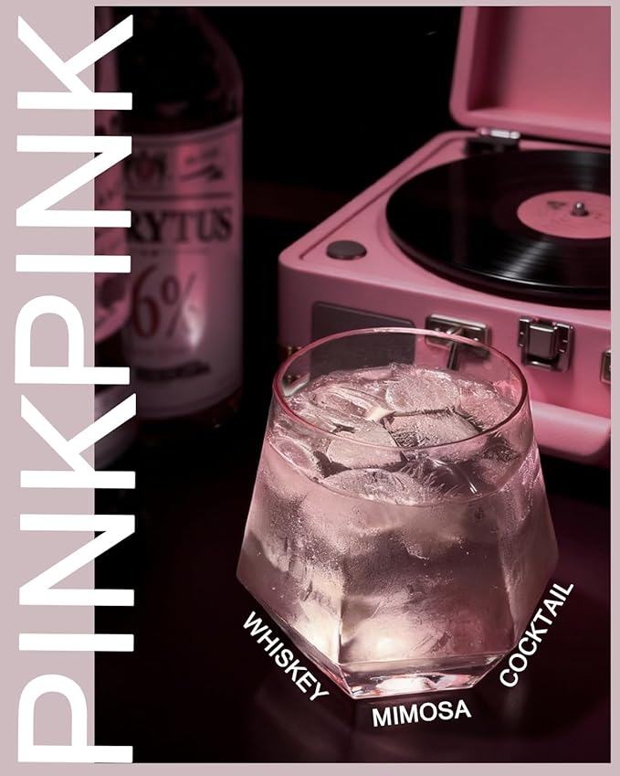 40 Pcak Plastic Stemless Wine cocktail Whiskey Champagne Glasses, 12 Oz Disposable Unbreakable Cups for Party Bars Wedding Tasting (Pink)