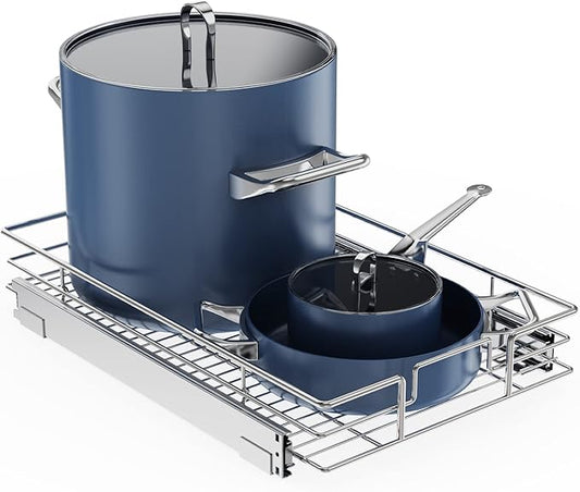 LOVMOR Pull Out Cabinet Organizer 14" W x 18" D, Kitchen Cabinet Pull Out Shelves Slide Out Storage…