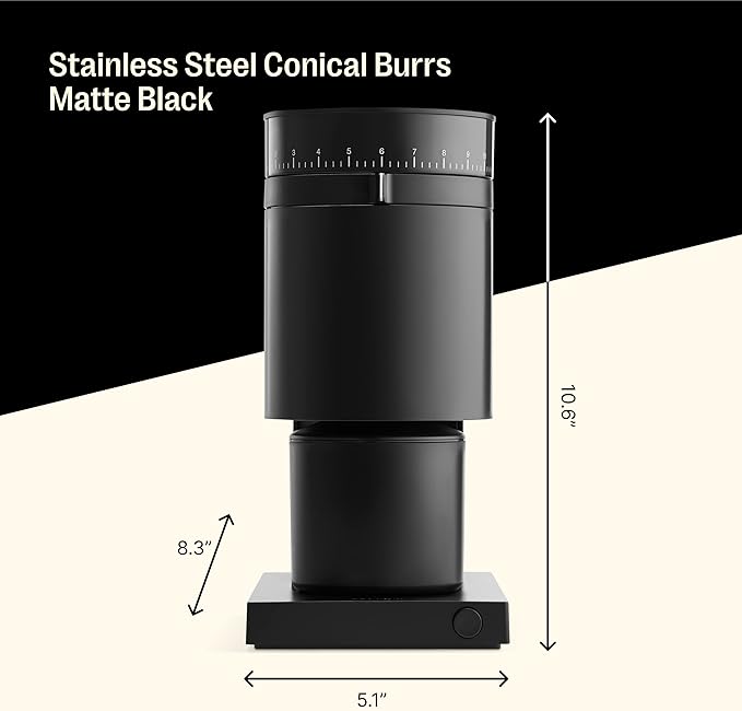 Fellow Opus Conical Burr Coffee Grinder - All Purpose Electric - Espresso Grinder with 41 Settings for Drip, French Press, & Cold Brew - Matte Black