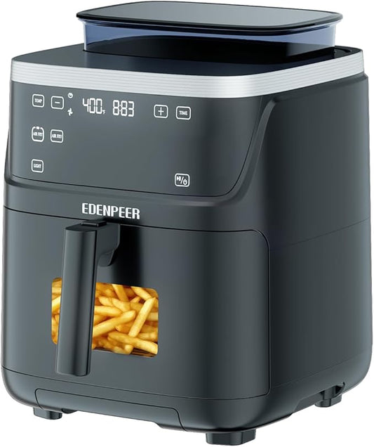 12-IN-1 Large Air Fryer, Non Toxic Steam Air Fryers with Superior Airflow, Self-Cleaning Smart Digital Air Fryer, Air Fry, Roast, Reheat, Dehydrate, Air Crisp Technology with 420F, 7.5 QT
