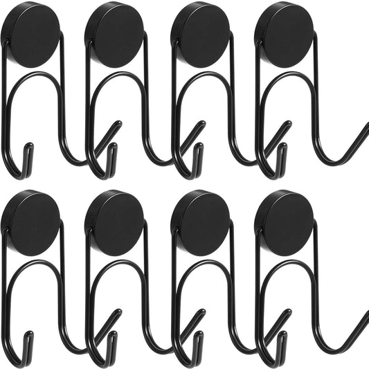 Magnetic Hooks 304 Stainless Steel Hooks Heavy Duty Magnets Hanging Hooks for Refrigerator Grill Toolbox Cabins Outdoor,Cruise Essentials Camper Accessories,8pack(Black,1.3in-2 60Lbs)