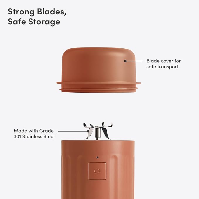 Beast GO Cordless, Premium Portable Blender for Shakes & Smoothies, 22oz Blending Vessel, Blends Ice & Frozen Fruit, Rechargeable USB-C Battery, Drinking Lid and Straw System (Terra)