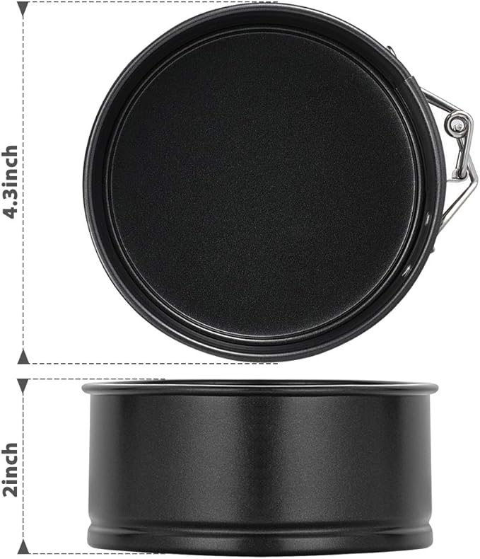 Springform Pan Set, 4-Inch Mini Cake Pan 4 Pack with 50 Pcs Parchment Paper Liners, Nonstick Leakproof for Mini Cheesecakes, Pizzas and Quiches