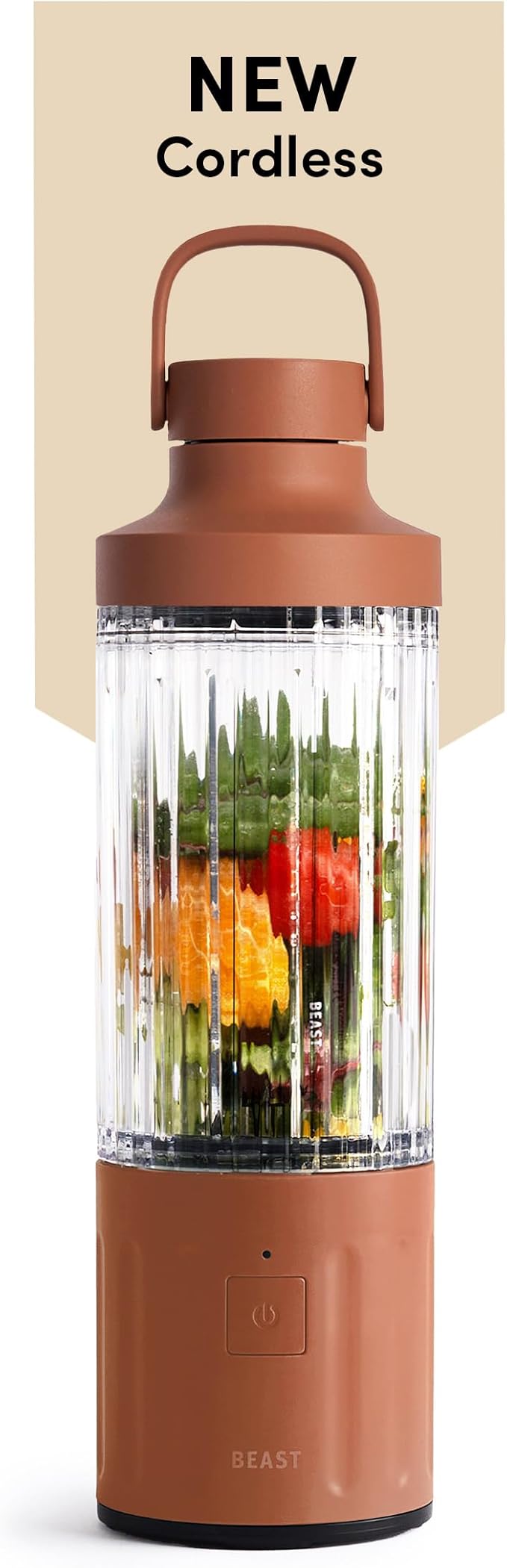 Beast GO Cordless, Premium Portable Blender for Shakes & Smoothies, 22oz Blending Vessel, Blends Ice & Frozen Fruit, Rechargeable USB-C Battery, Drinking Lid and Straw System (Terra)