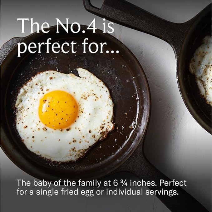 Field Company 6.75 Inch (Extra Small) Cast Iron Skillet – No.4, Perfect for 1 Serving, Lightweight & Smooth, Preseasoned with Organic Oil – Made in USA, Non-Toxic, Vintage Design
