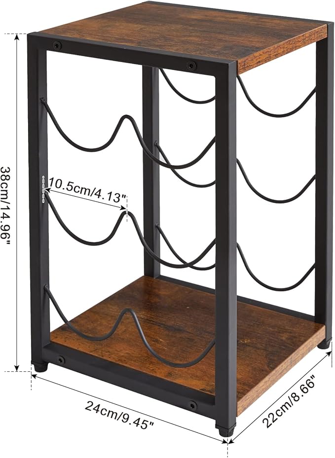 IBUYKE Rustic Wood 6 Bottles Wine Rack for Countertop,3 Tier Free Standing Wine Rack,Wine Bottle Holder Stand Organizer for Home Decor Bar,Cabinet, Pantry,Countertop TMJ901H