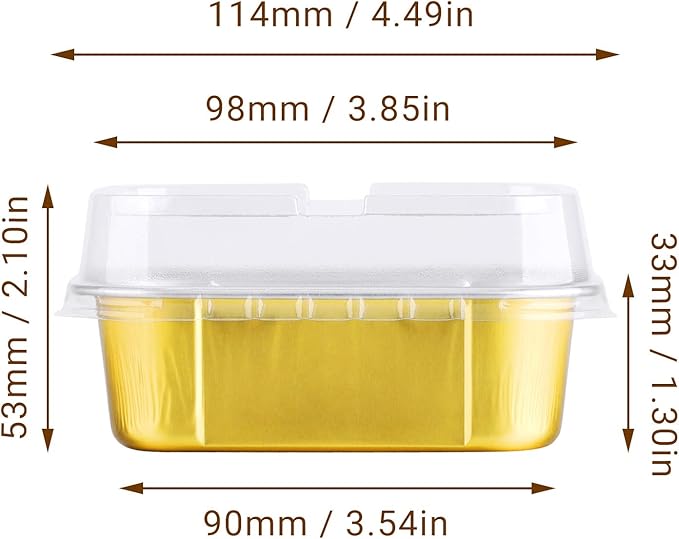 EUSOAR Baking Cups Aluminum Foil, 5.7oz 50pcs Reusable Cupcake Cups with Lids, Pie Ramekins, Creme Brulee Cup, Custard Cake Pudding Cup, Catering Party Favor-Gold