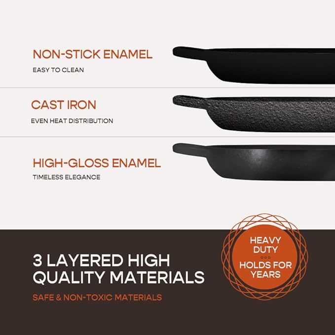 Enameled Cast Iron Dutch Oven for Professional Sourdough Bread Baking | 5.5 Quart Loaf Size Oval Cookware Pot with Lid | Triple-Layer Enamel Coating Pan with Non Stick Silicone Mat | Black