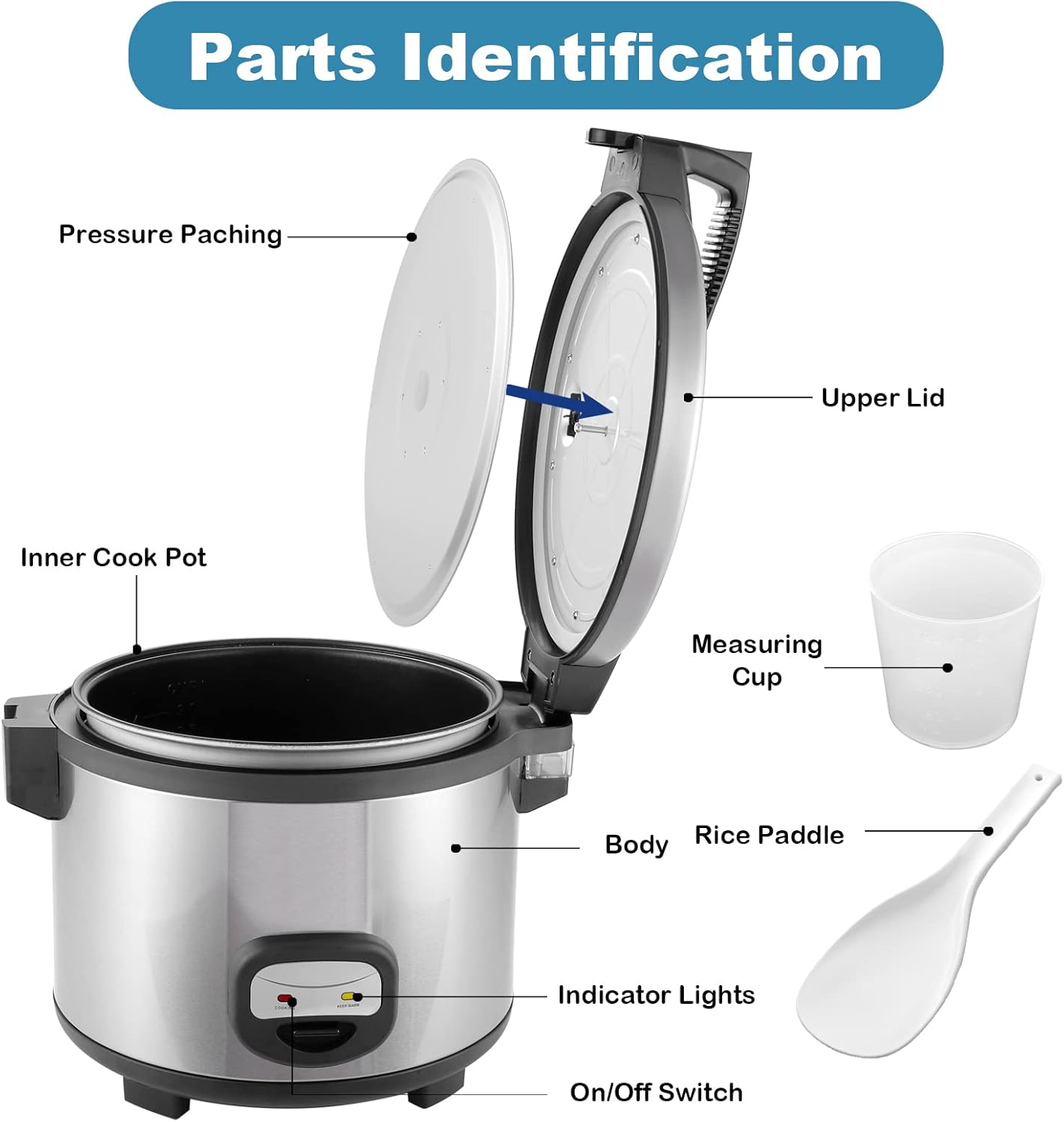 YBSVO 60-Cup (Cooked) Commercial Rice Cooker and Warmer