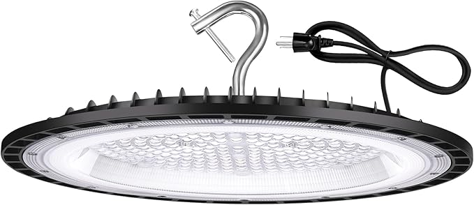 300W UFO Led High Bay Light,120VAC,5000K Daylight Commercial Shop Bay Lighting Fixture,45000LM,[1300W MH/HPS Equiv.] US Plug Area Lighting for Warehouse/Barn/Gym/Factory/Workshop
