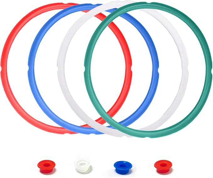 4 Pack Silicone Sealing Ring for InstaPot - Gasket Accessories for 8 Qt InstaPot - Replacement Silicone Gasket Seal Rings with 4 Colors(Red, Clear Green Blue) (8QT)